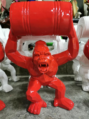Gartenfigur Gorilla Abstrakte Dekoration Statue Deko Bunt Bemalte Statuen Neu
