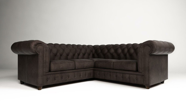 Chesterfield Ecksofa L-Form Stoff Design Couch Polster Sitz Sofa Textil