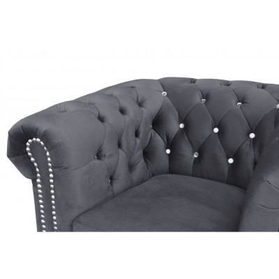 Chesterfield Sofagarnitur Sofa Polster Kristallsteine Leder Garnituren 3+2 Couch