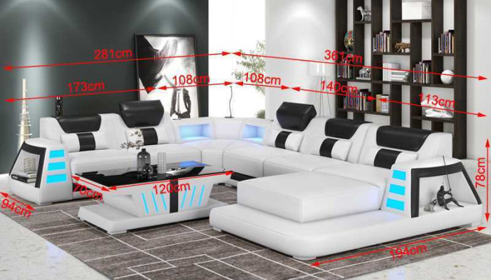 Couch Zeitgenössisch Ecksofa U Form Gelb Wohnlandschaft Ledersofa Sofa