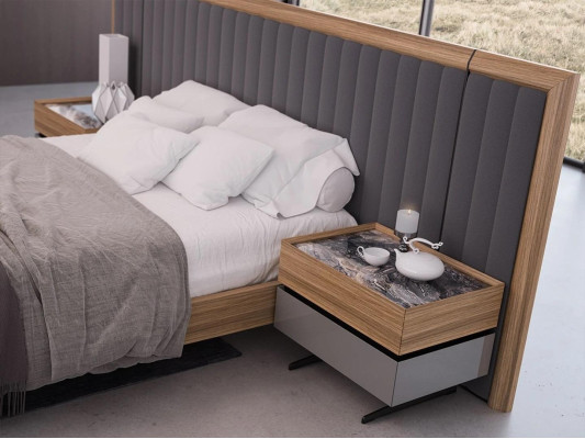 Schlafzimmer Set 3tlg Doppel Bett Modern 2x Nachttische Holz Design Komplett