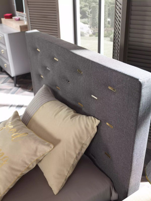 Bett 100 cm Bettgestelle Bettrahmen Kinderbett Jugendbett Stoff Grau