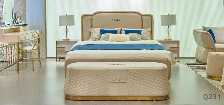 Bett Nachttisch Kommode 4 tlg. Schlafzimmer Set Design Modern Luxus