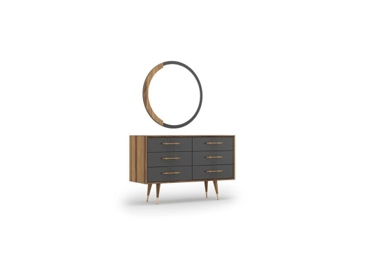 Design Schlafzimmer Komplett 5tlg Bett 2x Nachttische Kommode mit Spiegel