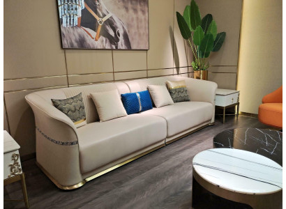 Dreisitzer 3er Set Design Sofas Polster Couchen Leder Ledersofa