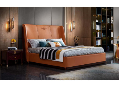 Bett 2 x Nachttisch Schlafzimmer Orange Kreative Modern Möbel Holz Luxus Betten