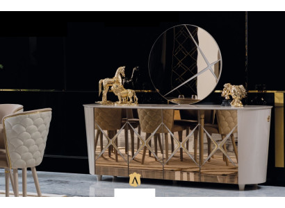 Kommoden Schrank Regal Konsole Möbel Holzschrank Italy Set 2tlg. Kommode Spiegel