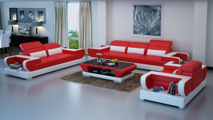Luxuriöse Sofagarnitur Wohnzimmer Garnitur Leder Polster Couchen Sofa