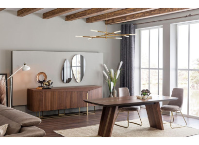 Esstisch Essgruppe Esszimmer Stühle Sideboard Set Holz Braun Garnitur 9tlg