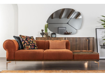 Zweisitzer Sofa 2 Sitzer Stoffsofa Sofas Modern Stoff Orange 234cm