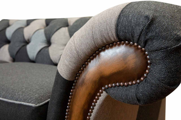 Design Polster Sofa 3 Sitzer Couch Luxus Klassische Textil Chesterfield