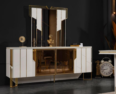 Komplette Essgruppe Essecke Esszimmer Esstisch Stühle Weiß Set 9tlg