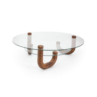 Luxuriös holz Couchtisch mit glasplatte Stilvoller Möbel für Wohnzimmer