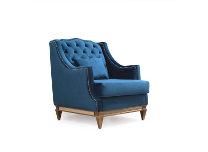 Blauer Luxus Chesterfield Sessel Wohnzimmer Lounge Designer Möbel Neu