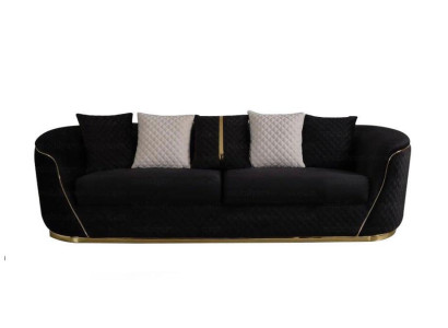 Designer 3 Sitzer Sofa Luxus Holz Möbel Textil Polstermöbel Couch Stoff