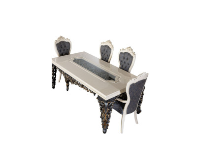 Esszimmer Stuhl Sessel Set 2x Stühle mit Armlehnen + 2x Stühle Luxus Sessel Neu