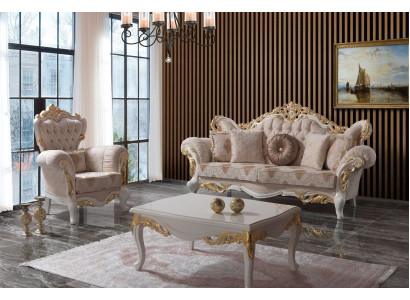 Luxus Sofagarnitur Komplette Couchgarnitur Beige Polstersofa Stoffsofa Sofa