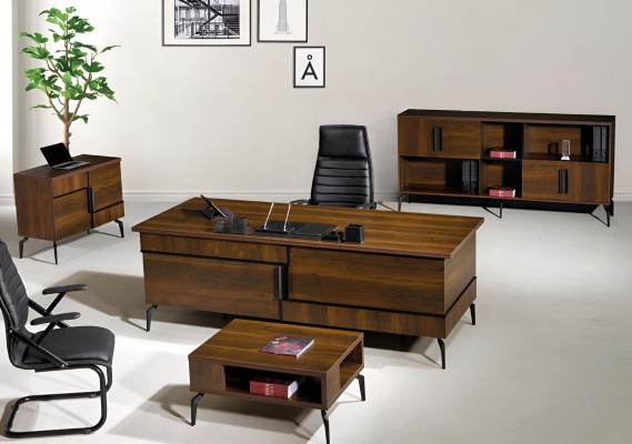 Büromöbel Komplettbüro Schreibtisch Büro Bürotisch Set 4tlg Holz Braun