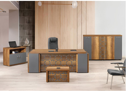 Komplettbüro Büromöbel Schreibtisch Büro Bürotisch Set 4tlg Holz Braun