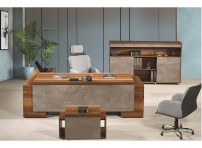 Komplettbüro Büromöbel Eckbürotisch Büro Bürotisch Set 3tlg Holz Braun