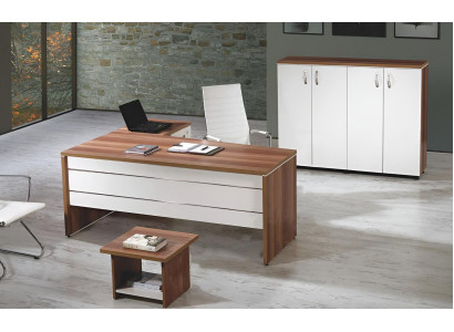 Garnitur Büro Eckbürotisch Arbeitszimmermöbel Schrank 3tlg Holz Weiß