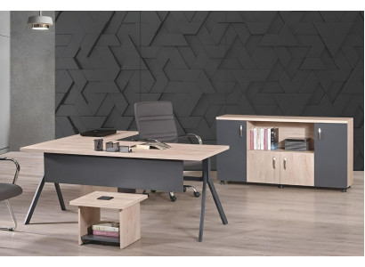 Arbeitstisch Komplettbüro Büromöbel Eckbürotisch 3tlg Holz Set Grau