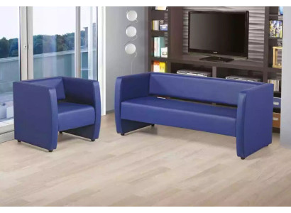 Luxus Blauer Sessel Büro Möbel Arbeitszimmer Polster Textil Stoff Neu