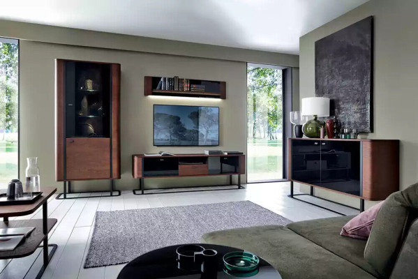 Wohnwand rtv Sideboard TV Ständer niedrige Seite Wohnwände Holz Metall