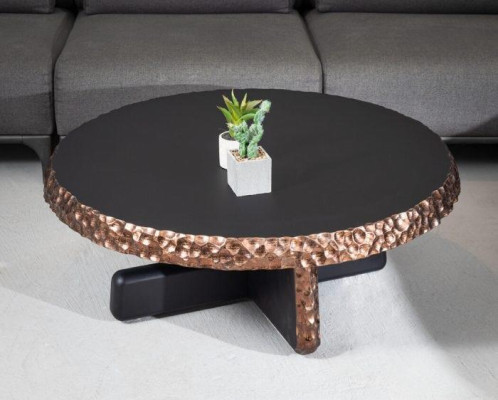 Stilvoller Couchtisch Designer Dunkelbrauner Wohnzimmer Rundtisch Neu