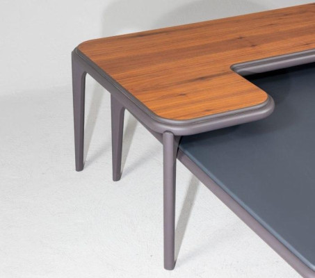 Chic Couchtisch für Wohnzimmer L-förmige moderne Neuheit Grau Farbe