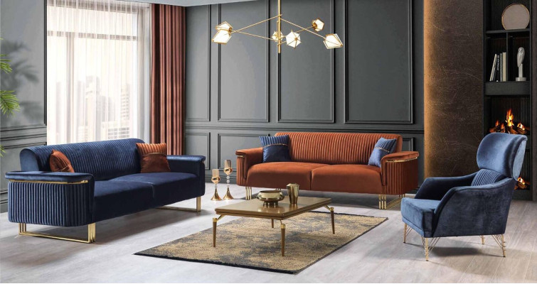 Moderne Wohnzimmer Sofagarnitur Designer Dreisitzer Sofas Polstersessel