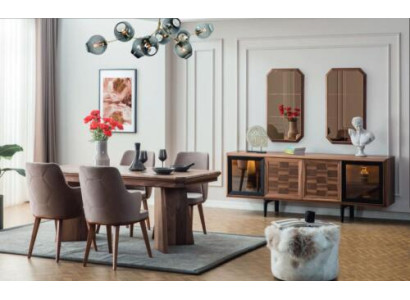 Stilvolle Essgruppe Exklusiver Holztisch Designer Sideboard Stühle 10tlg