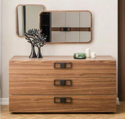 Designer Schlafzimmer Set Modernes Großes Bett Holz Kommode Nachtkonsole