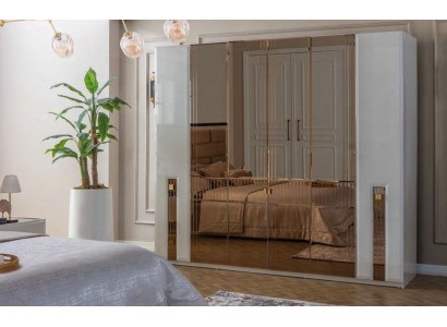 Luxuriöser Weißer Kleiderschrank Schlafzimmer Glasschrank Holz Möbel