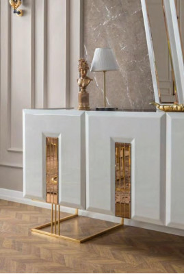 Weiße Edelstahl Anrichte Designer Esszimmer Möbel Luxus Kommode Neu