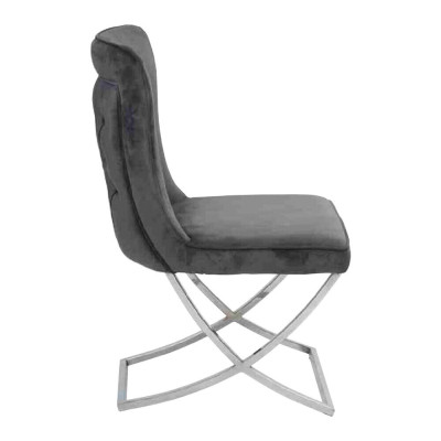 Сhesterfield Schwarz 4x Stühle Ohne Armlehnen Metallrahmen Esszimmer Stühle