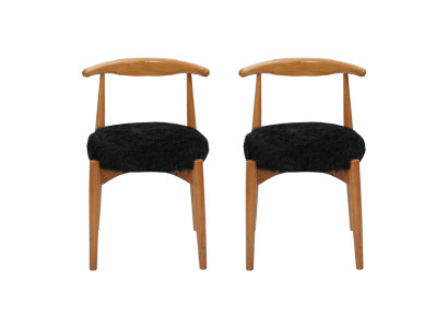 Luxus Esszimmer Holz 2x Stühle Braun Ohne Armlehne Design gepolsterter Stuhl