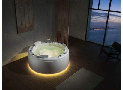 Luxus Whirlpool Badewanne Runde Wanne Licht Wasserfall LED-Beleuchtung 