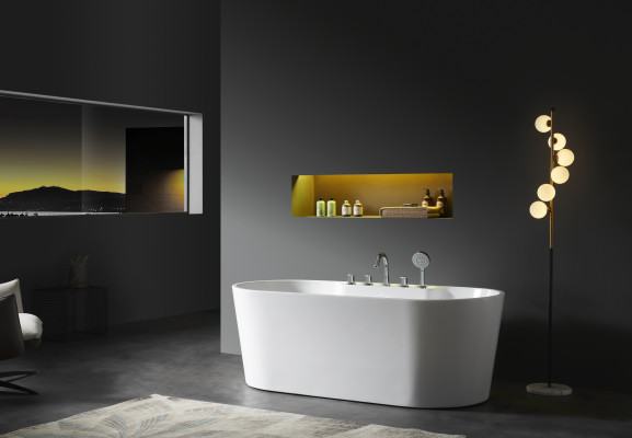 Zeitgenössisch Wanne Acryl Badewanne Badezimmer Weiß Standbadewanne