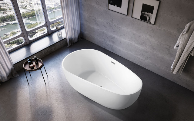 Wanne Standbadewanne Freistehende Badewanne Zeitgenössisch Blau Oval