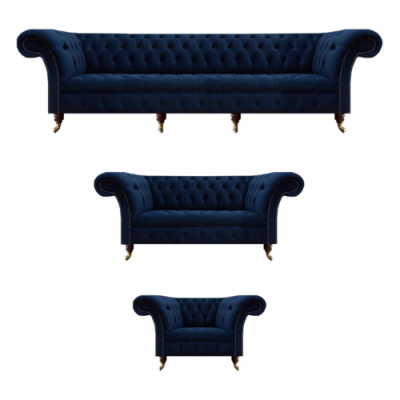 Design Möbel Komplett 3tlg Wohnzimmer Sofas Couch Chesterfield 4+2+1 Textil