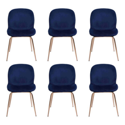 EsszimmerGruppe Garnitur Blau Stühle 6x Stühle Set Textil Polster Sitz