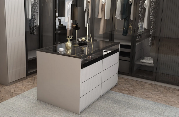 Exklusiver Glasschrank Schlafzimmer Garderobenschrank Designer Kommode
