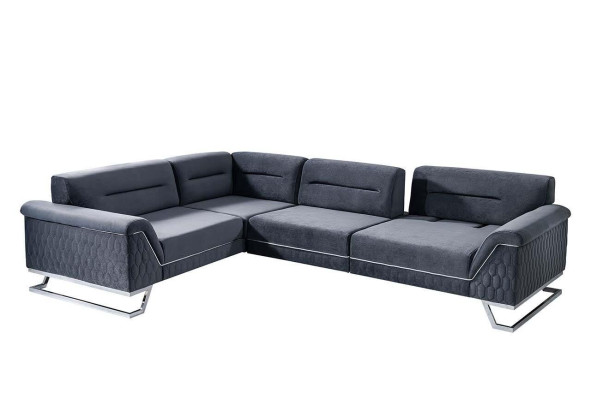 Stilvolle Graue L-Form Couch Wohnzimmer Designer Stoffsofa Eckcouch Neu