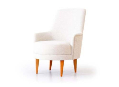 Weißer Textil Sessel Stilvoller Wohnzimmer Einsitzer Designer Lehnsessel