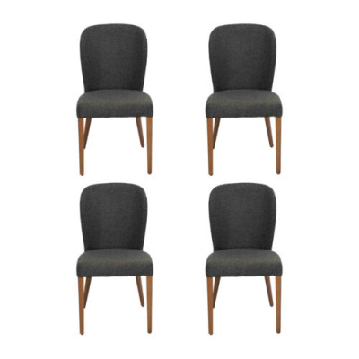Sessel Polster Moderne Holz 4x Stühle Luxus Polster Design Stuhl Lehnstuhl