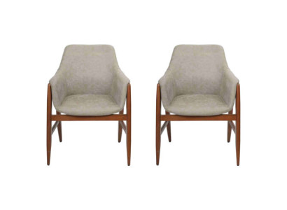 Esszimmerstuhl 2x Stühle Küchenstuhl Lehnstuhl Holz Stoff Modern Grau Stuhl