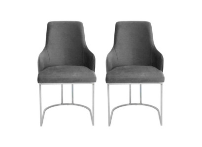 Graue 2x Esszimmerstühle Gepolsterte Stühle Luxus Esszimmer 2-er Set