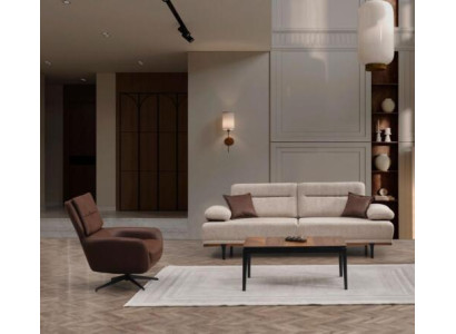 Sofagarnitur Stoffsofa Dreisitzer Sessel Couch Beige 2tlg Polstersofa