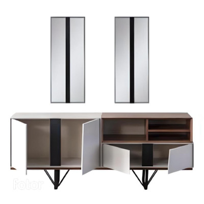 Luxus Anrichte Sideboard Schrank Kommode Holzschrank Holz Weiß